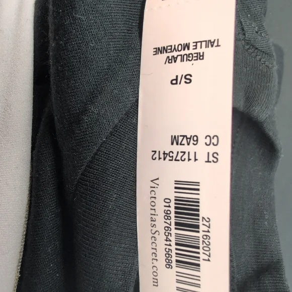 Victoria Secret 100% Cotton Shine Long Pajama Set Small Black W Bling Patch - Picture 8 of 11